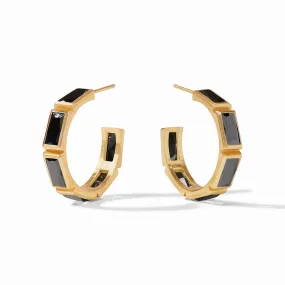 Antonia Stone Hoops-Black Obsidian