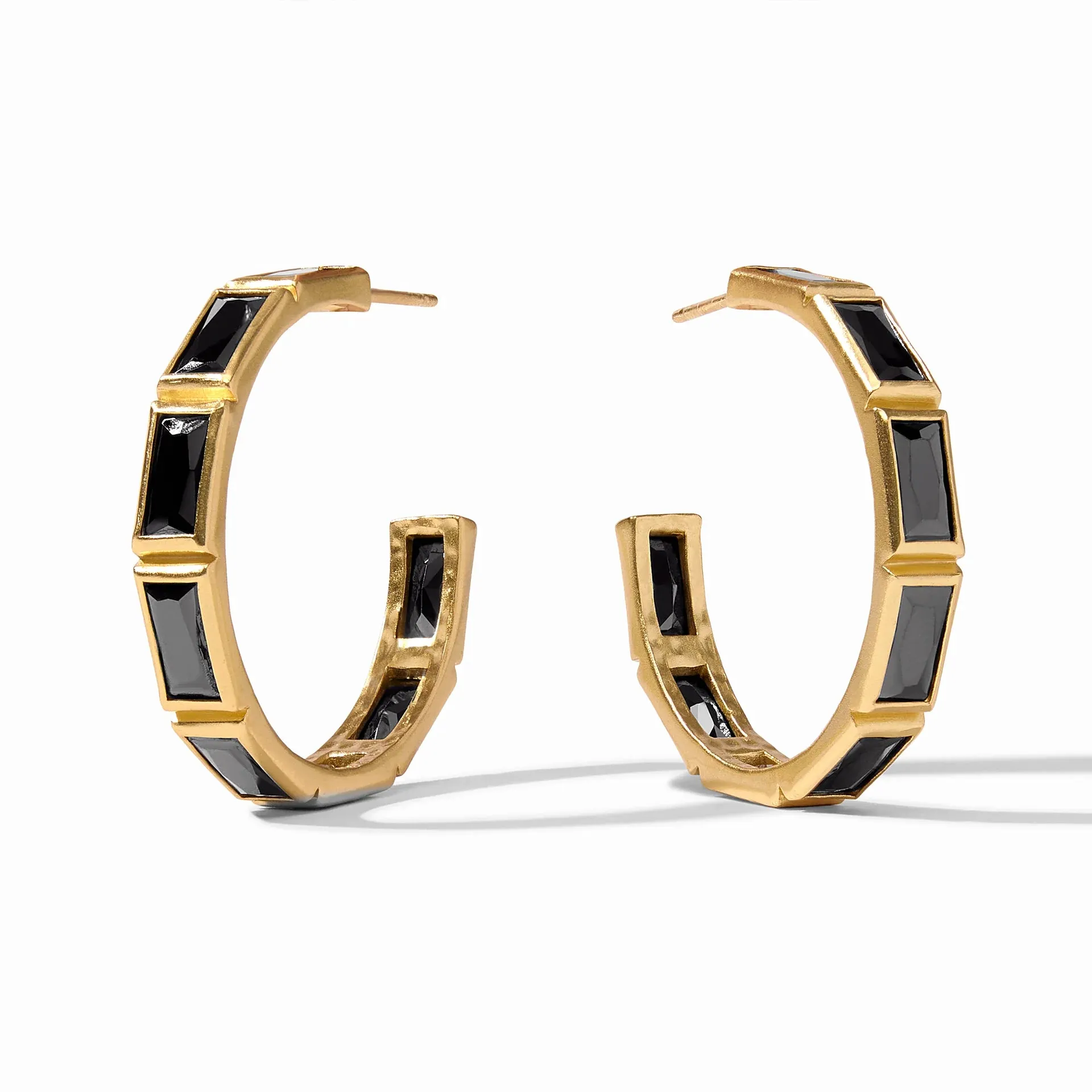 Antonia Stone Hoops-Black Obsidian