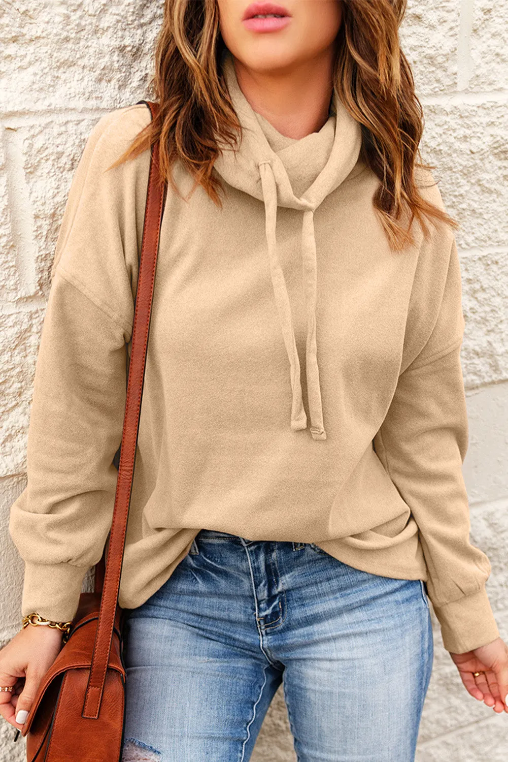 Apricot Cowl Neck Sweatshirt