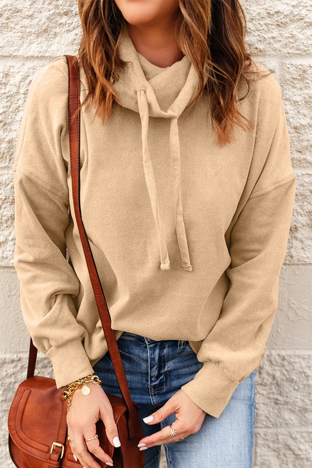 Apricot Cowl Neck Sweatshirt