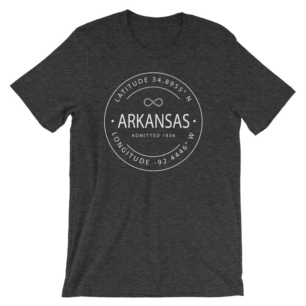 Arkansas - Short-Sleeve Unisex T-Shirt - Latitude & Longitude