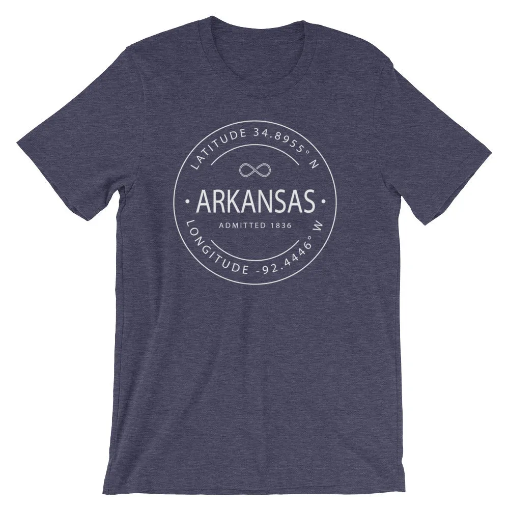 Arkansas - Short-Sleeve Unisex T-Shirt - Latitude & Longitude