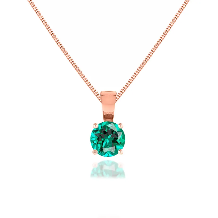 AURORA - Round Emerald 18k Rose Gold Solitaire Pendant