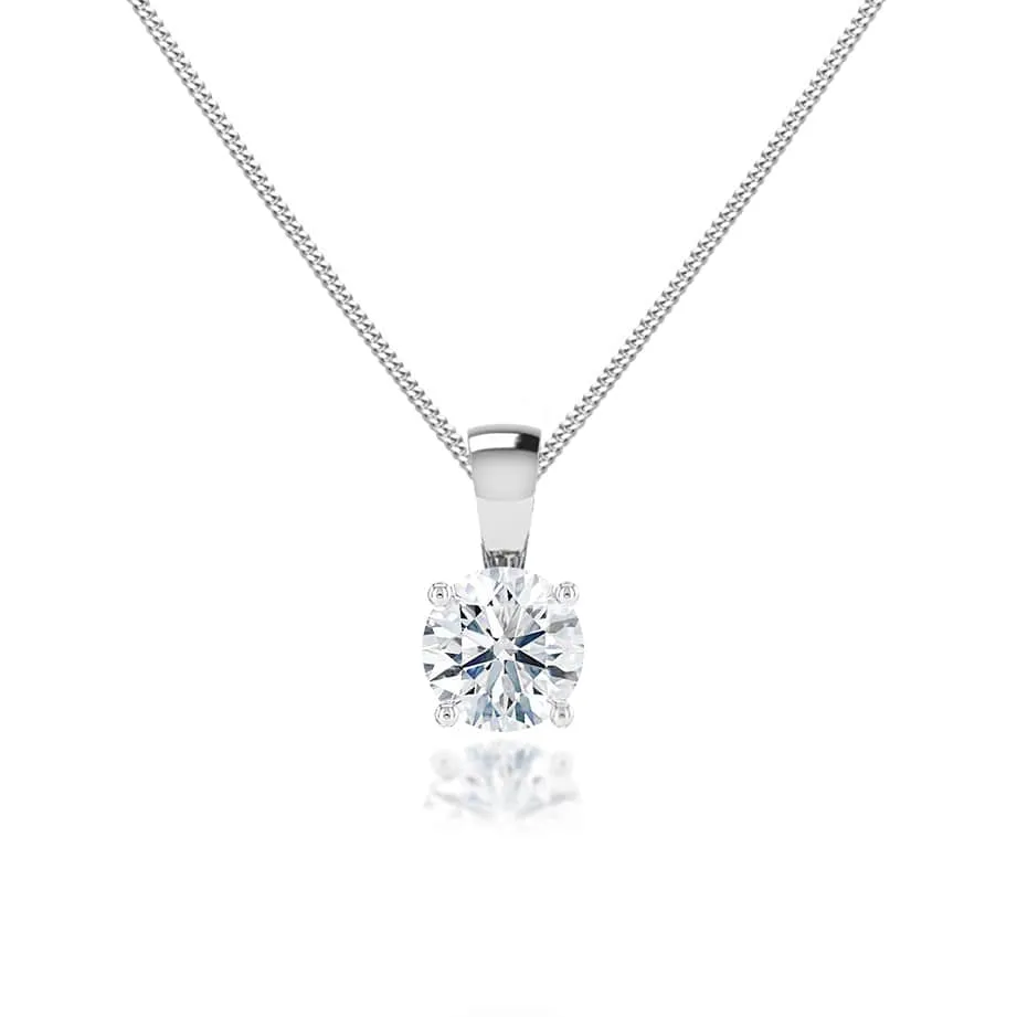 AURORA - Round Lab Diamond 18k White Gold Solitaire Pendant