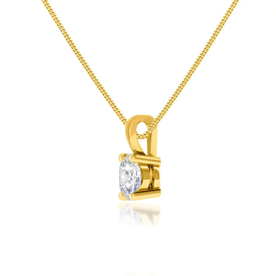 AURORA - Round Moissanite 18k Yellow Gold Solitaire Pendant