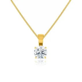 AURORA - Round Moissanite 18k Yellow Gold Solitaire Pendant