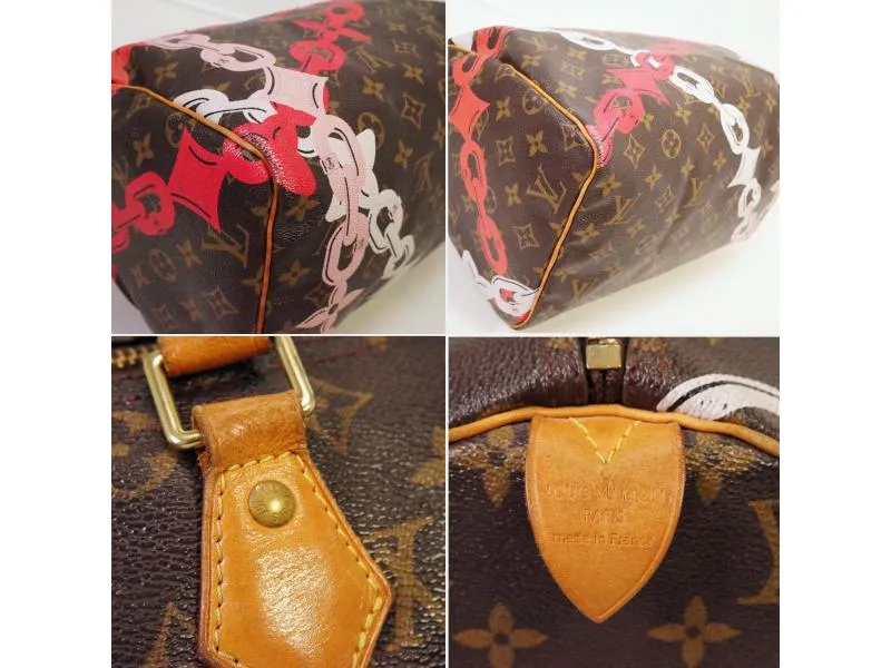 Authentic Pre-owned Louis Vuitton Limited Monogram Bay Speedy 30 Rose Ballerine Poppy M41989 220053