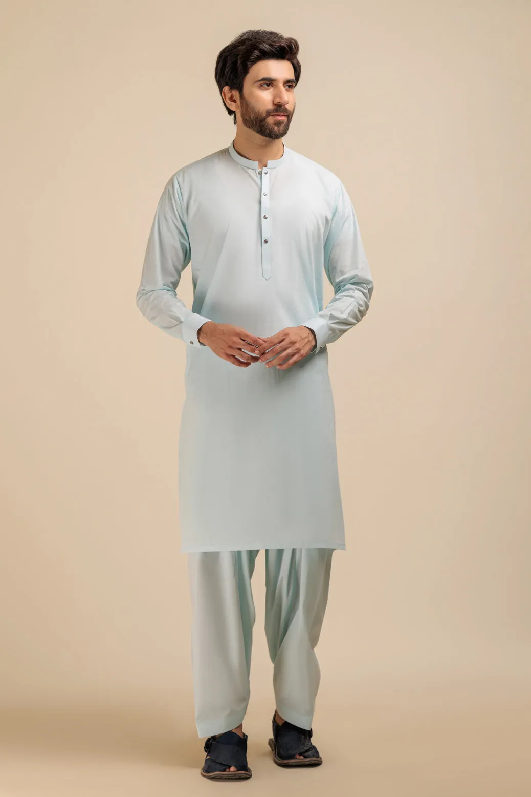 B-BLUE-BLENDED-SHALWAR SUIT - (GSBB23-025)