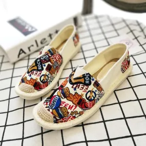 Babakud Slip On Plait Paneled Printed Flats Shoes