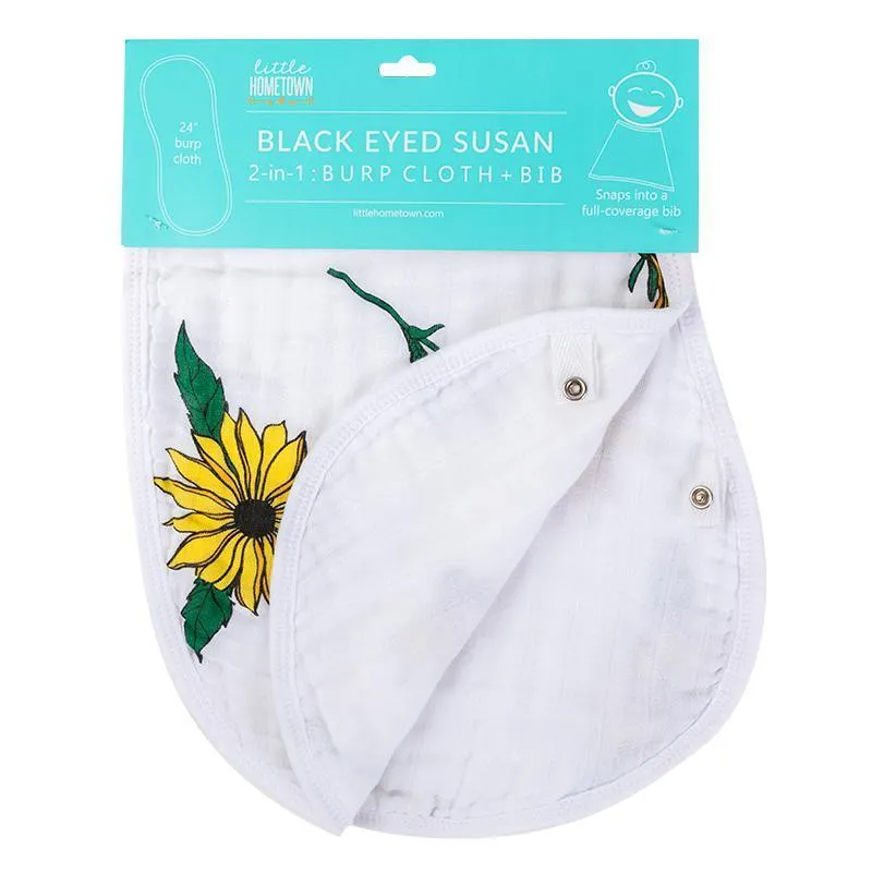 Baby Burp Cloth & Bib Combo:  Black-Eyed Susan