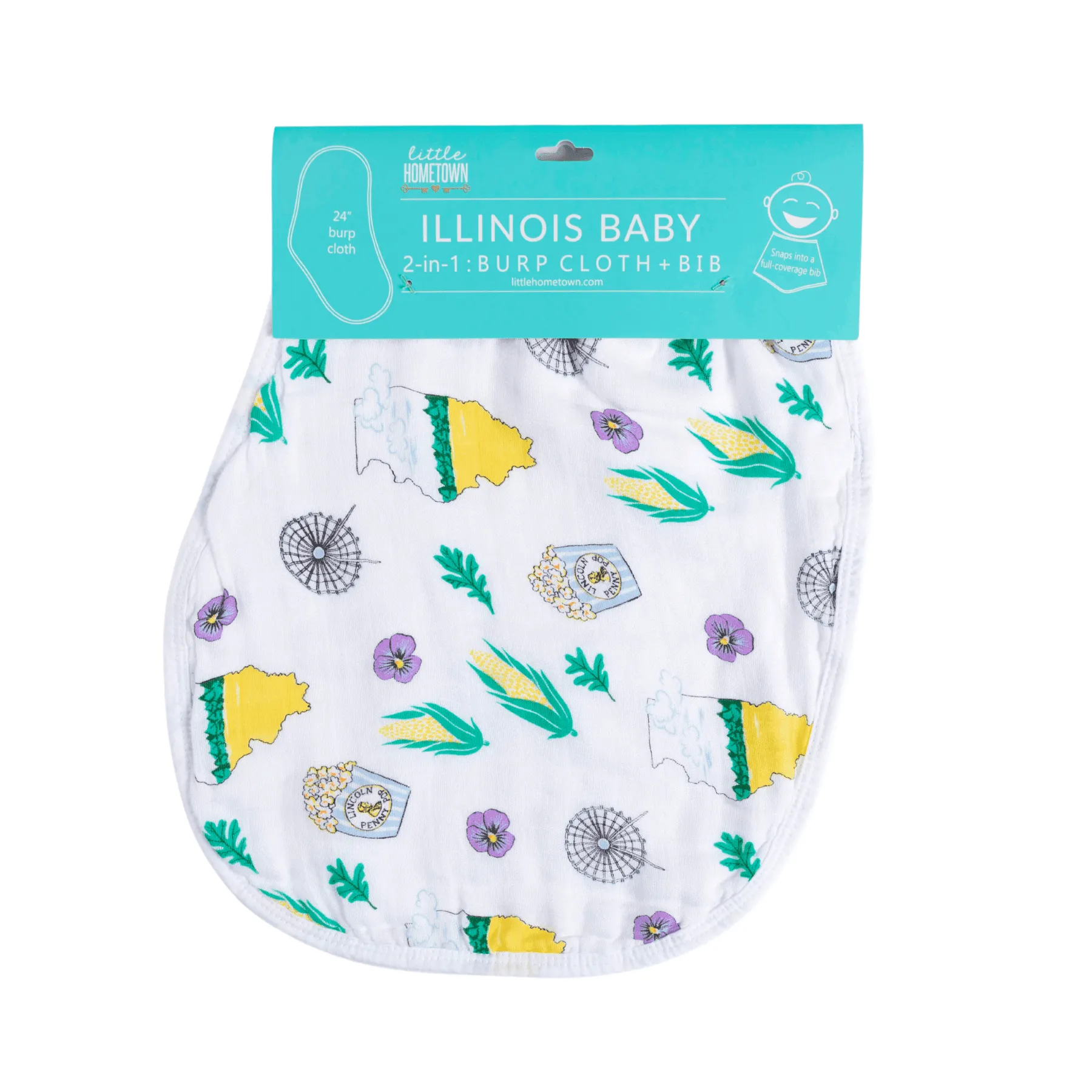 Baby Burp Cloth & Bib Combo: Illinois