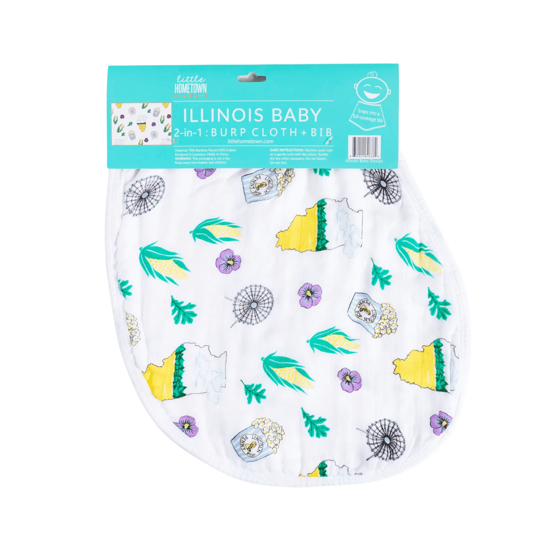 Baby Burp Cloth & Bib Combo: Illinois