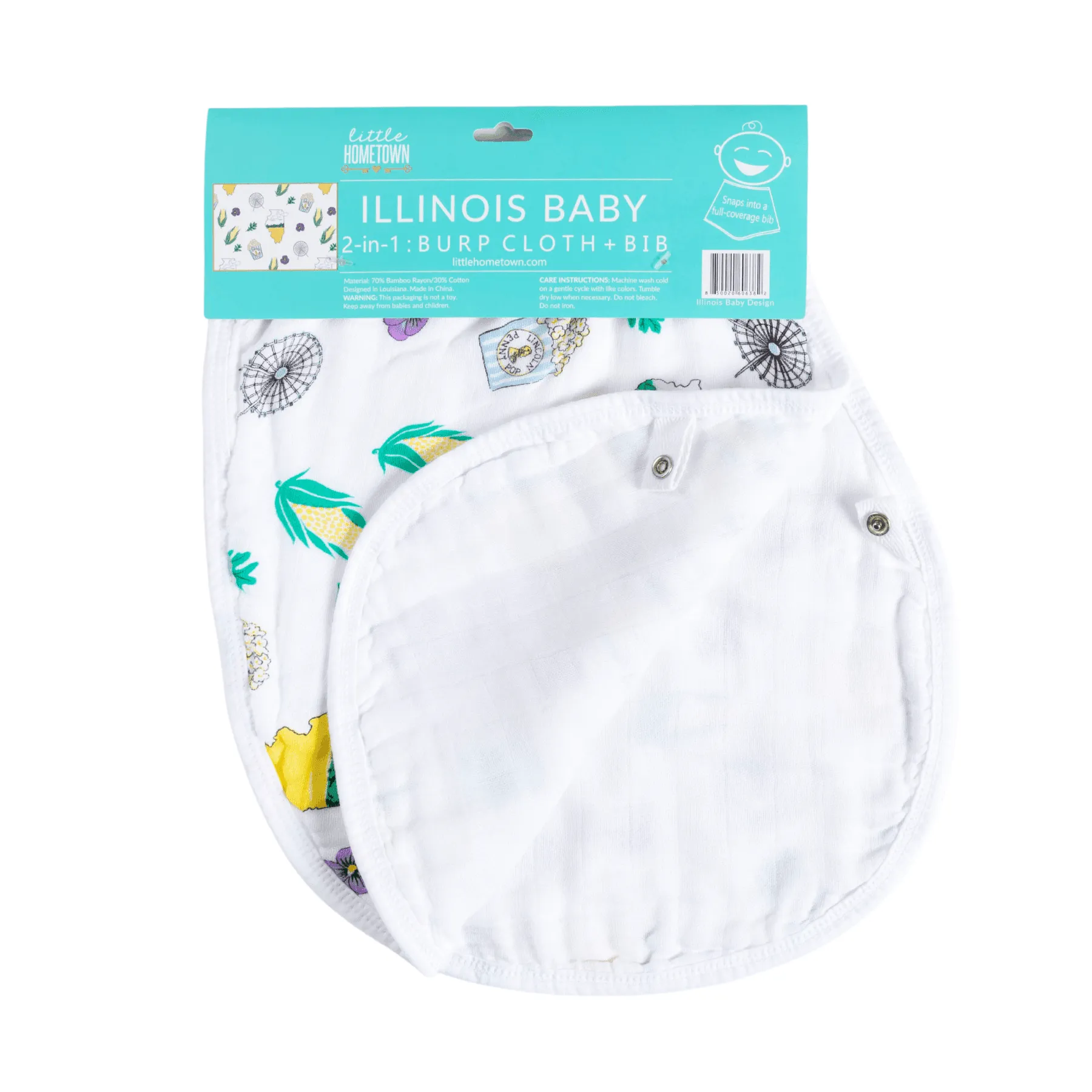 Baby Burp Cloth & Bib Combo: Illinois