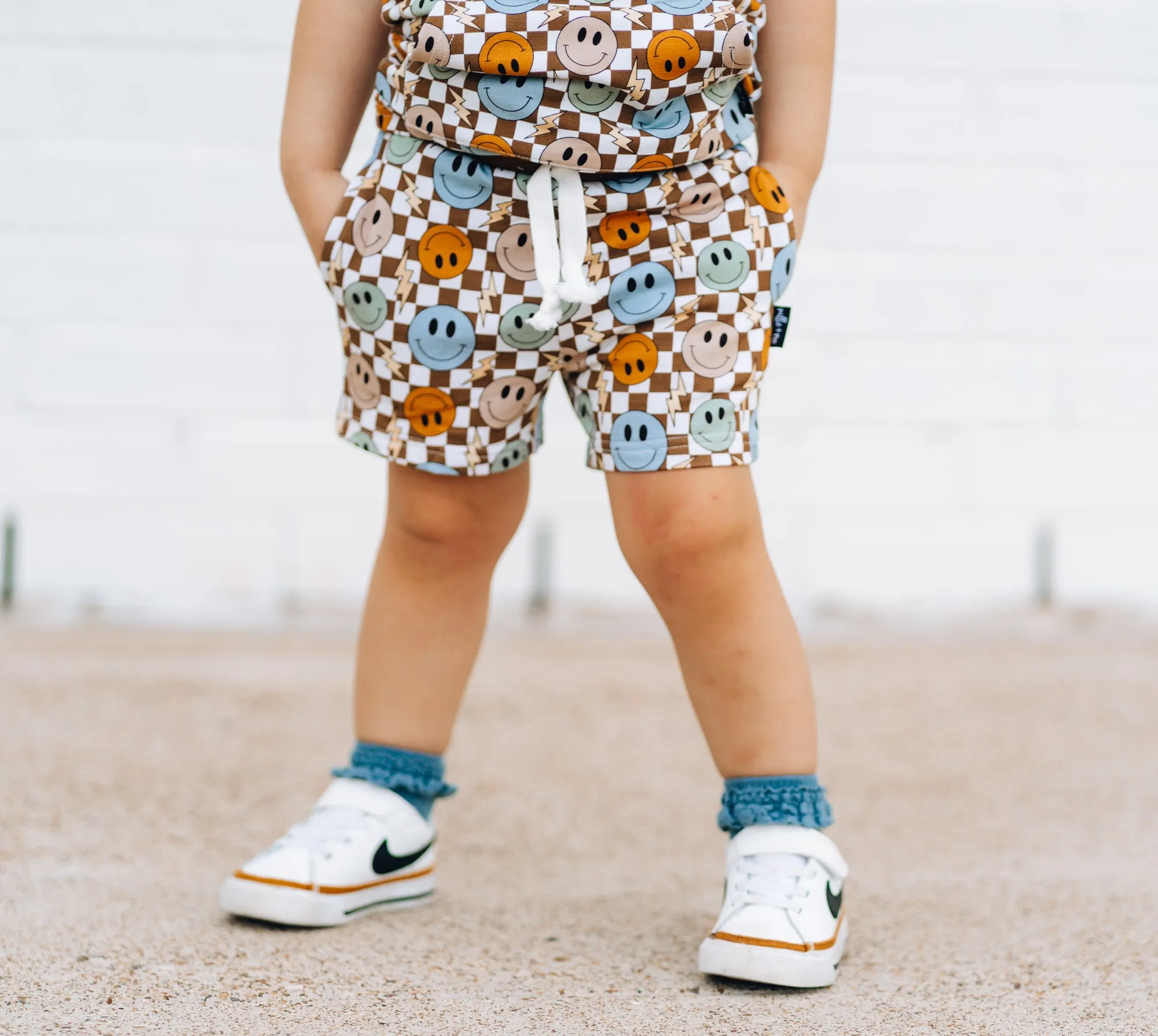 BAMBOO JOGGER SHORTS- Beige Happy Smiles