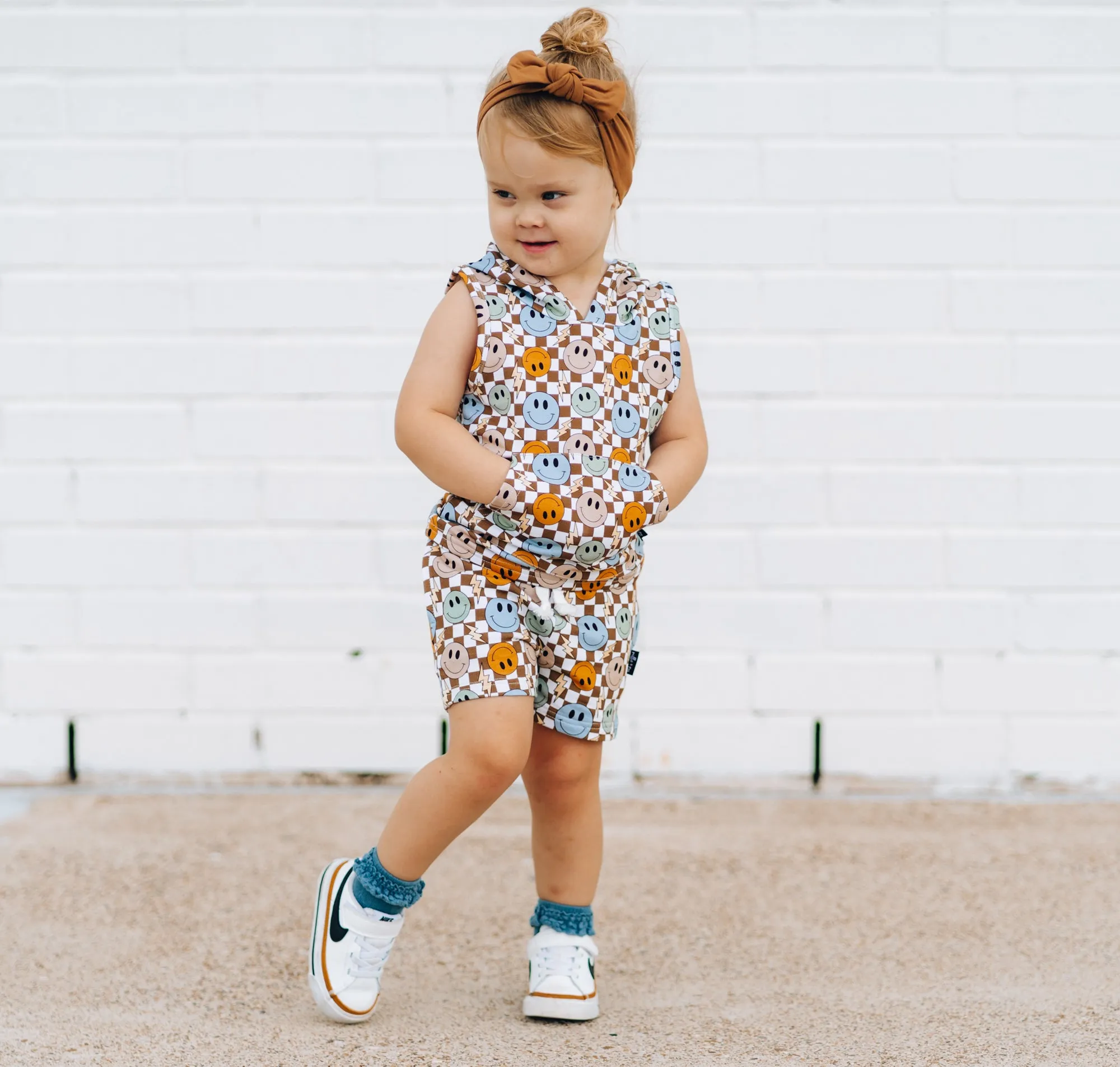 BAMBOO JOGGER SHORTS- Beige Happy Smiles