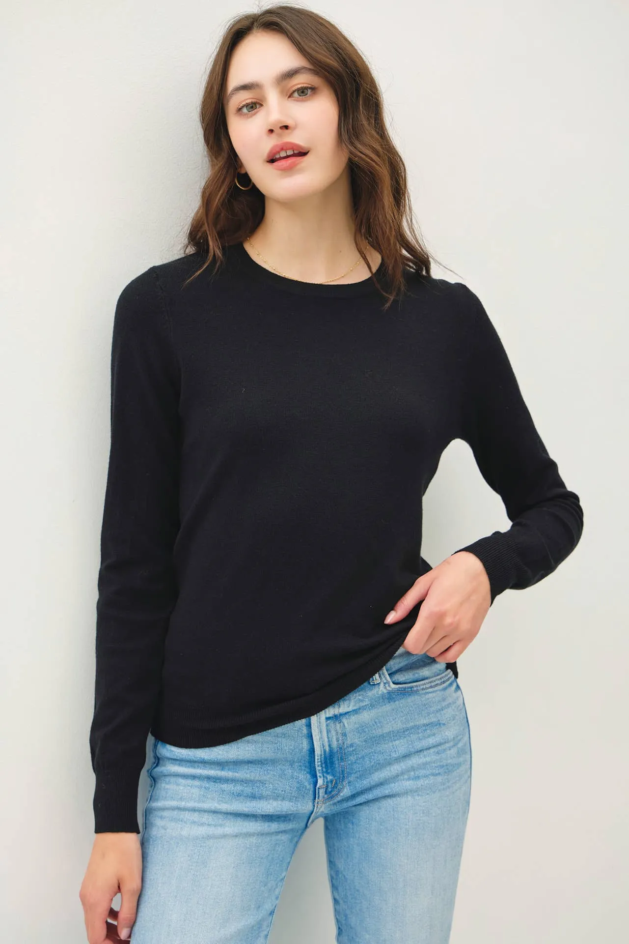 BASIC CREW NECK SOFT KNIT SWEATER