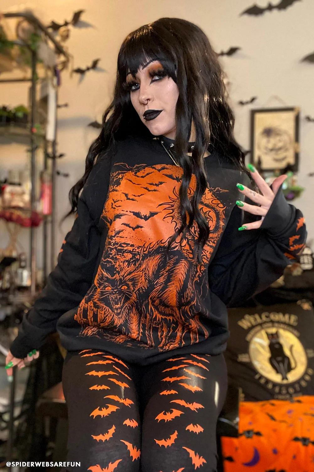 Bat Leggings [Pumpkin Orange]