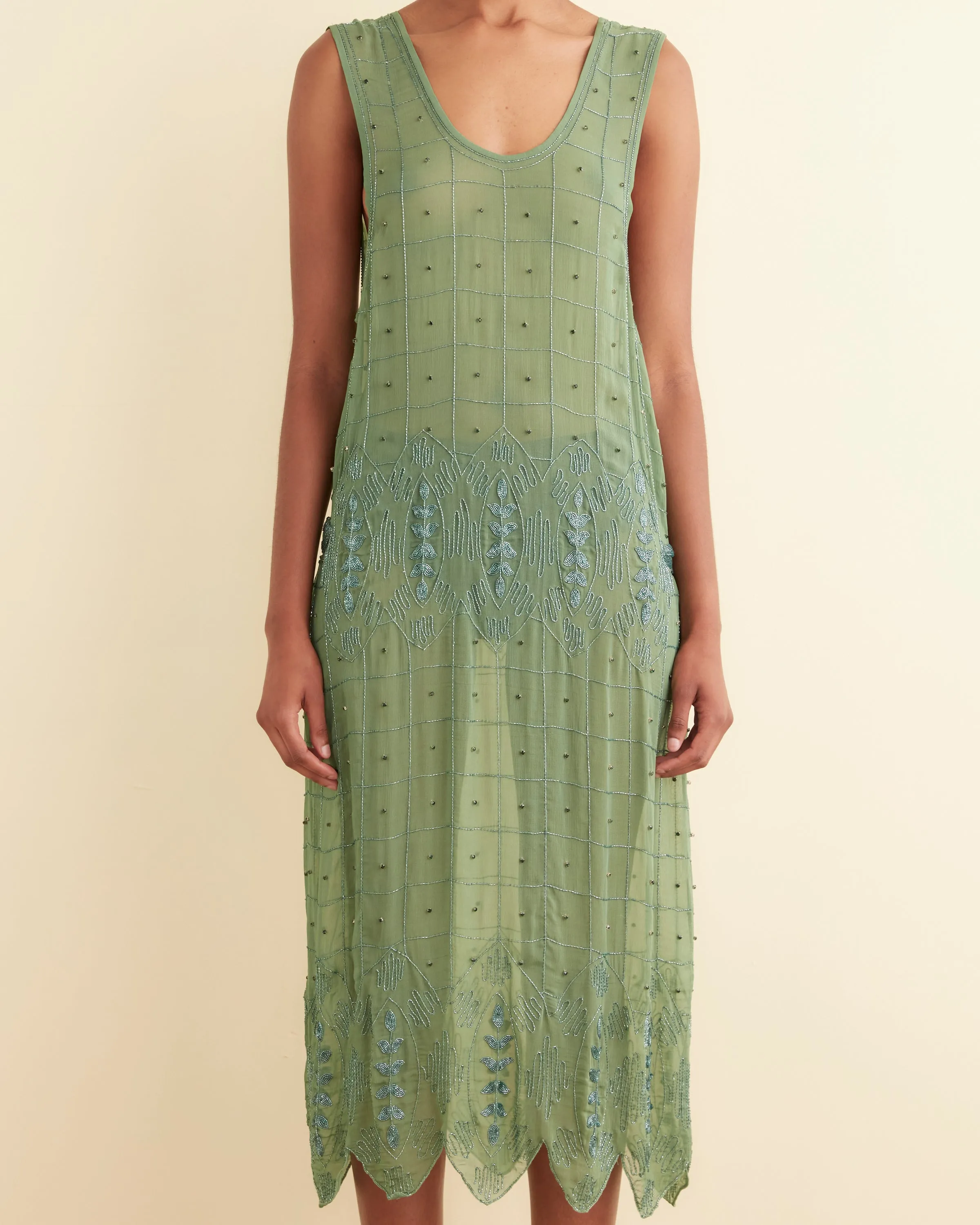 Beaded Grid Vine Dress