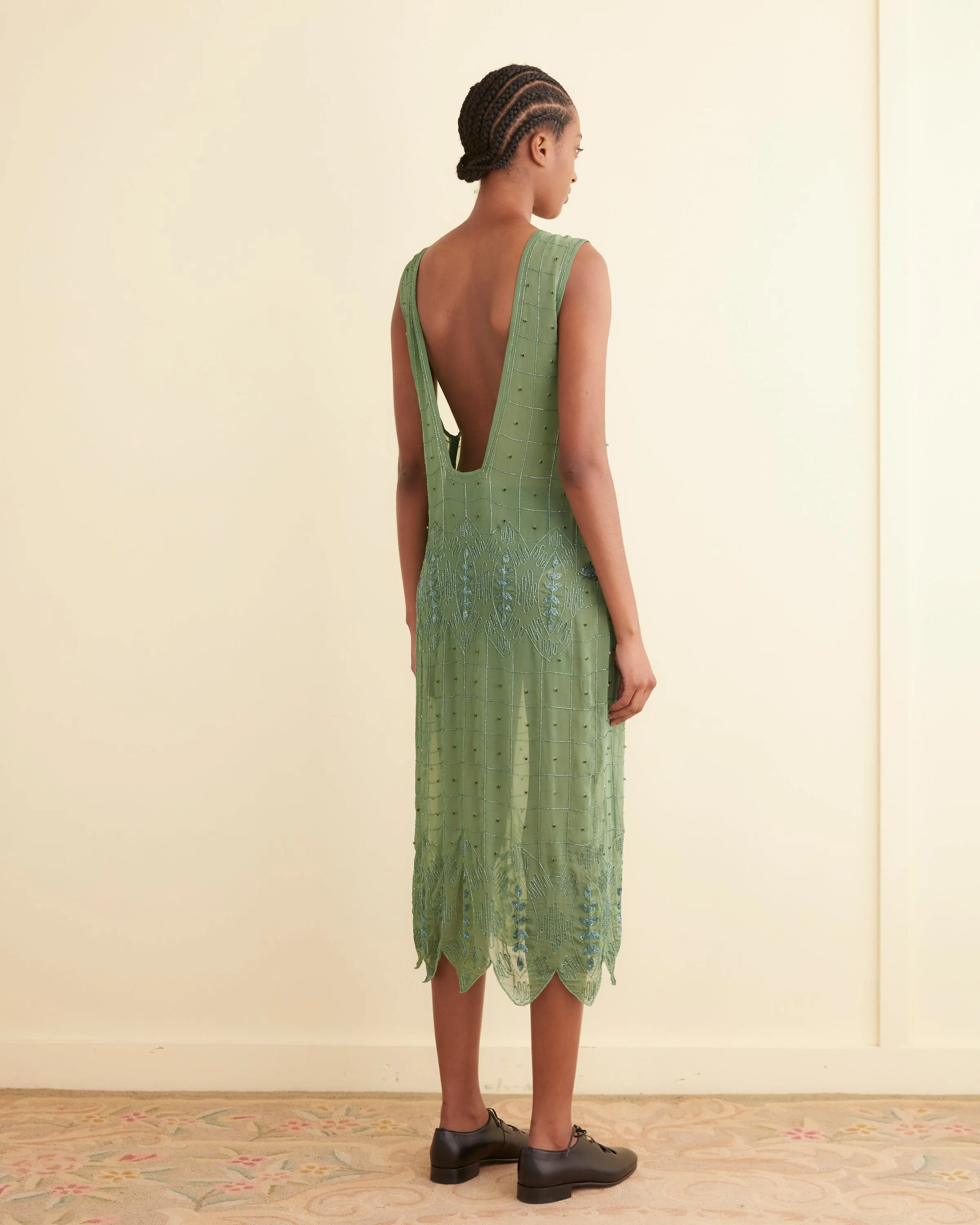 Beaded Grid Vine Dress