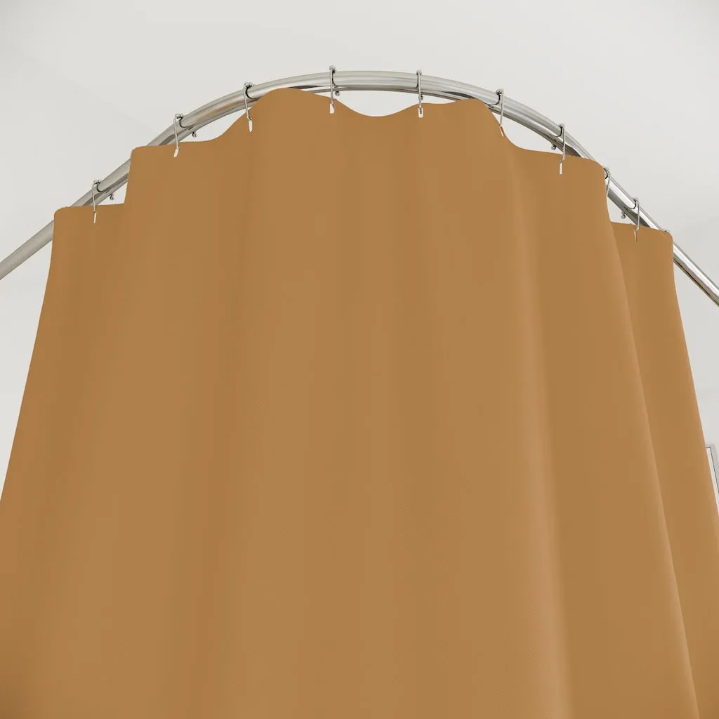 Beige Brown Polyester Shower Curtain