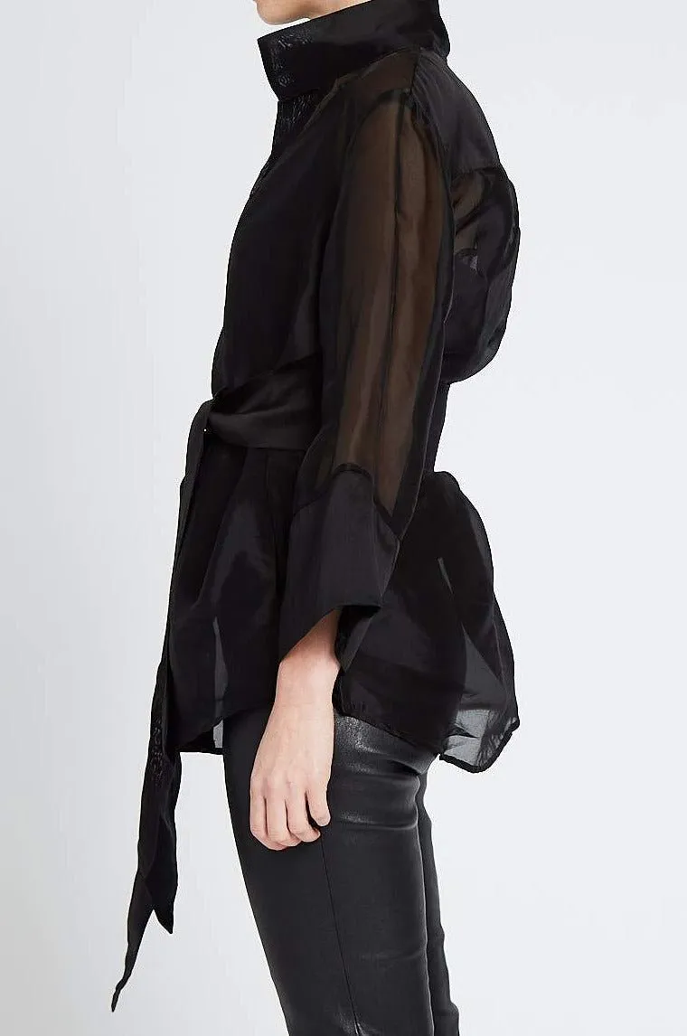 BELTED ORGANZA BLOUSE