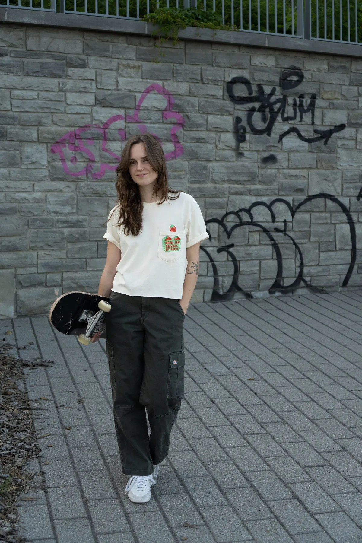 Berry Basket (White / Cream) Pocket Tee