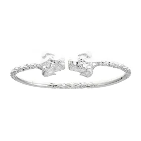 Better Jewelry Solid .925 Sterling Silver West Indian Bangle with Puppy Ends, 1 piece