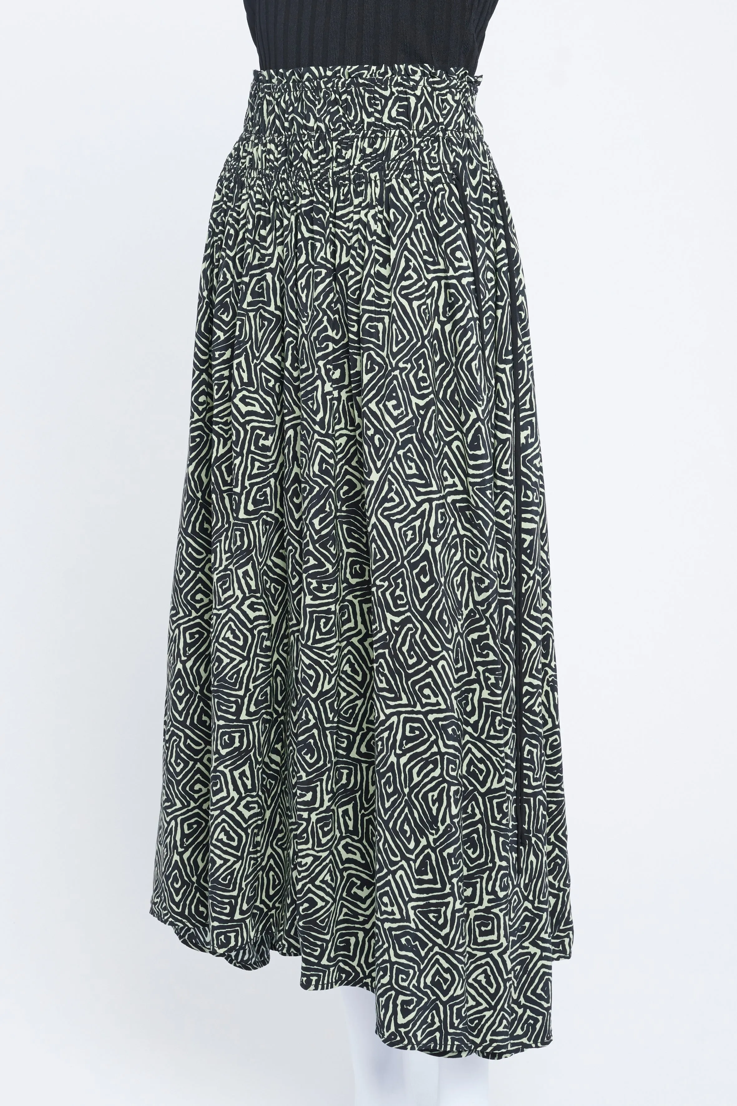 Black And Green Graphic A-Line Skirt