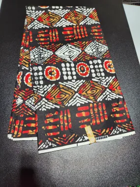 Black and Red Tribal Ankara Print Fabric