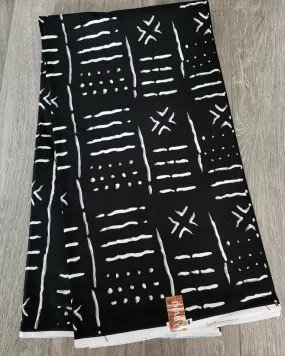 Black and White Monochrome African Print Fabric, Ankara Fabric AF6