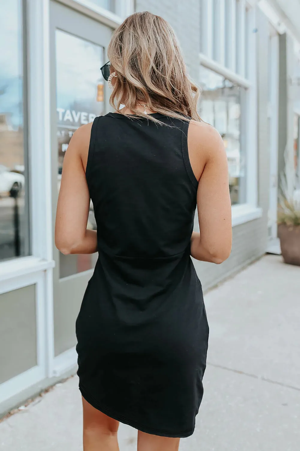 Black Button Front Sleeveless Mini Dress