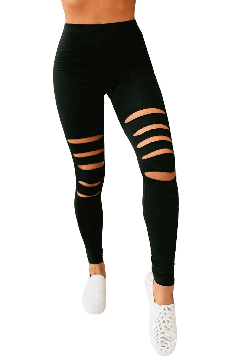 Black Hollow Out Fitness Active Wear Leggings