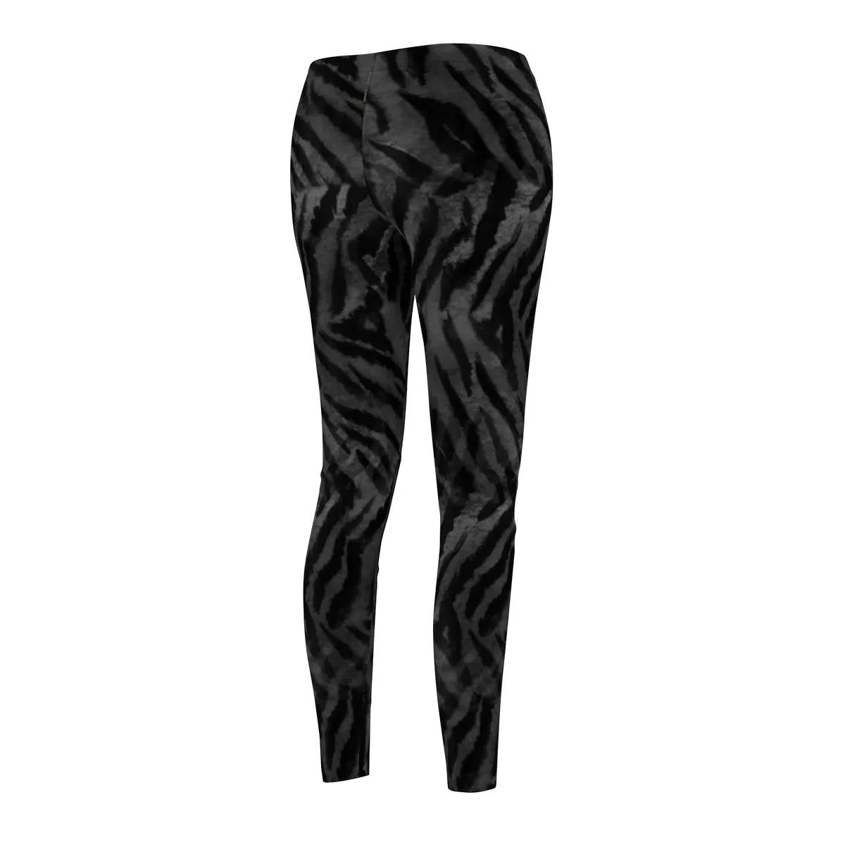 Black Tiger Striped Casual Leggings, Animal Print Women's Casual Leggings-Made in USA