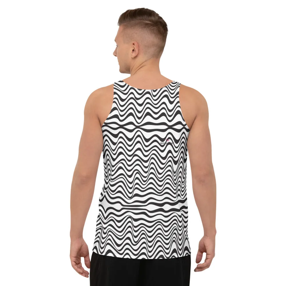 Black Wavy Unisex Tank Top, Premium Quality Men's Unisex Tank Top-Made in USA/EU/MX (US Size: XS-2XL)