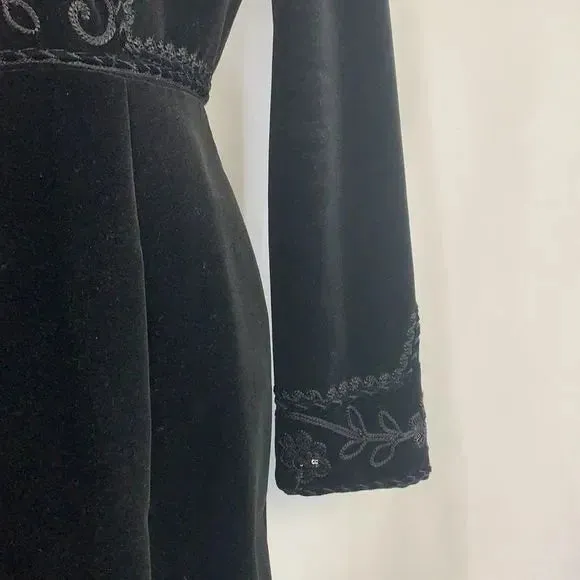 Blumarine Black Velvet Beaded Long Dress