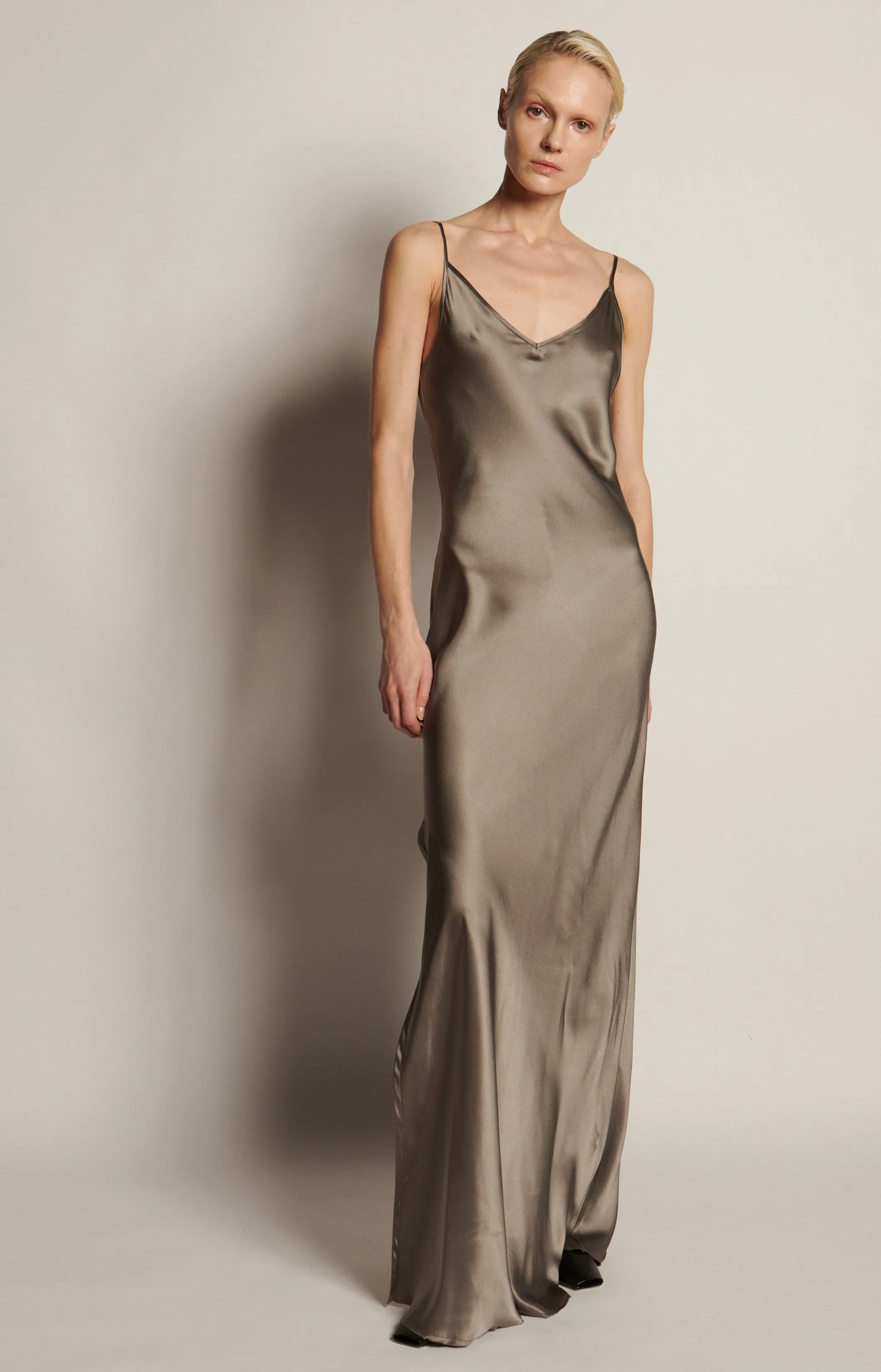 BM Full Length Slip Dress with Slit - Dust