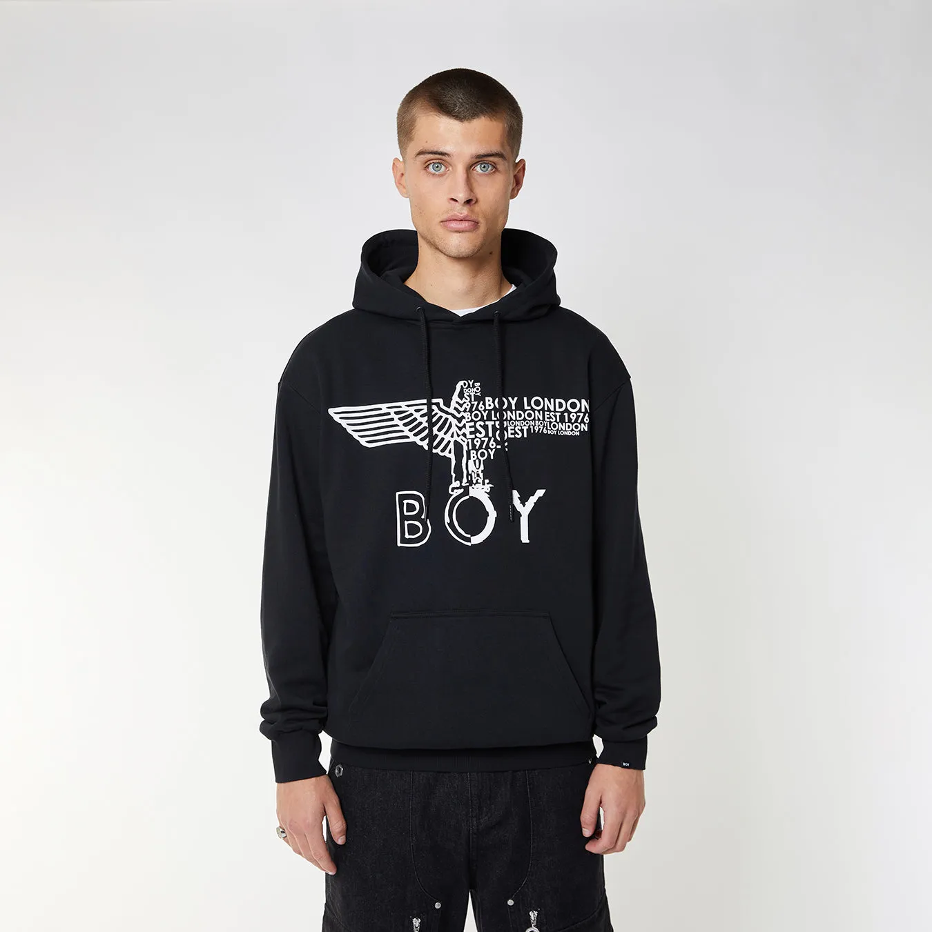 BOY EAGLE CONCEALED HOODIE - BLACK