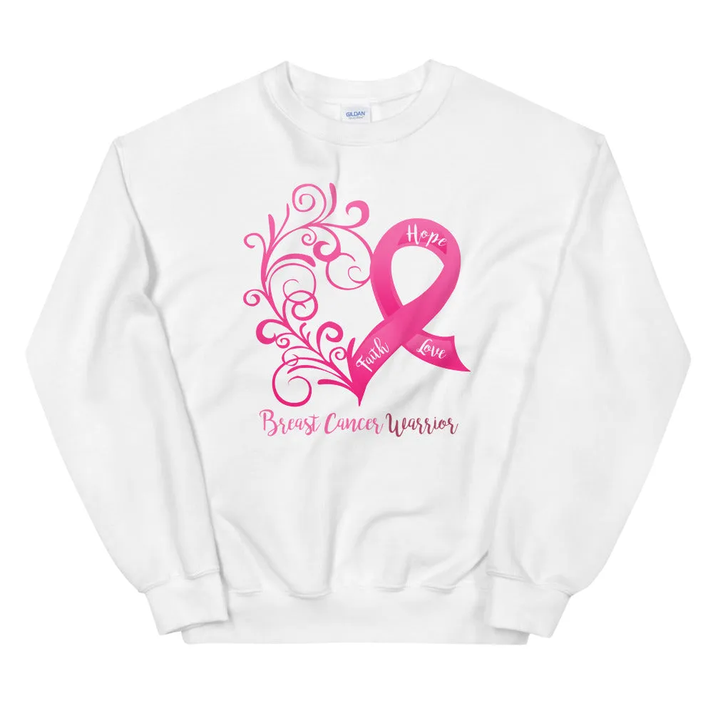 Breast Cancer Warrior Heart Sweatshirt - Several Colors Available