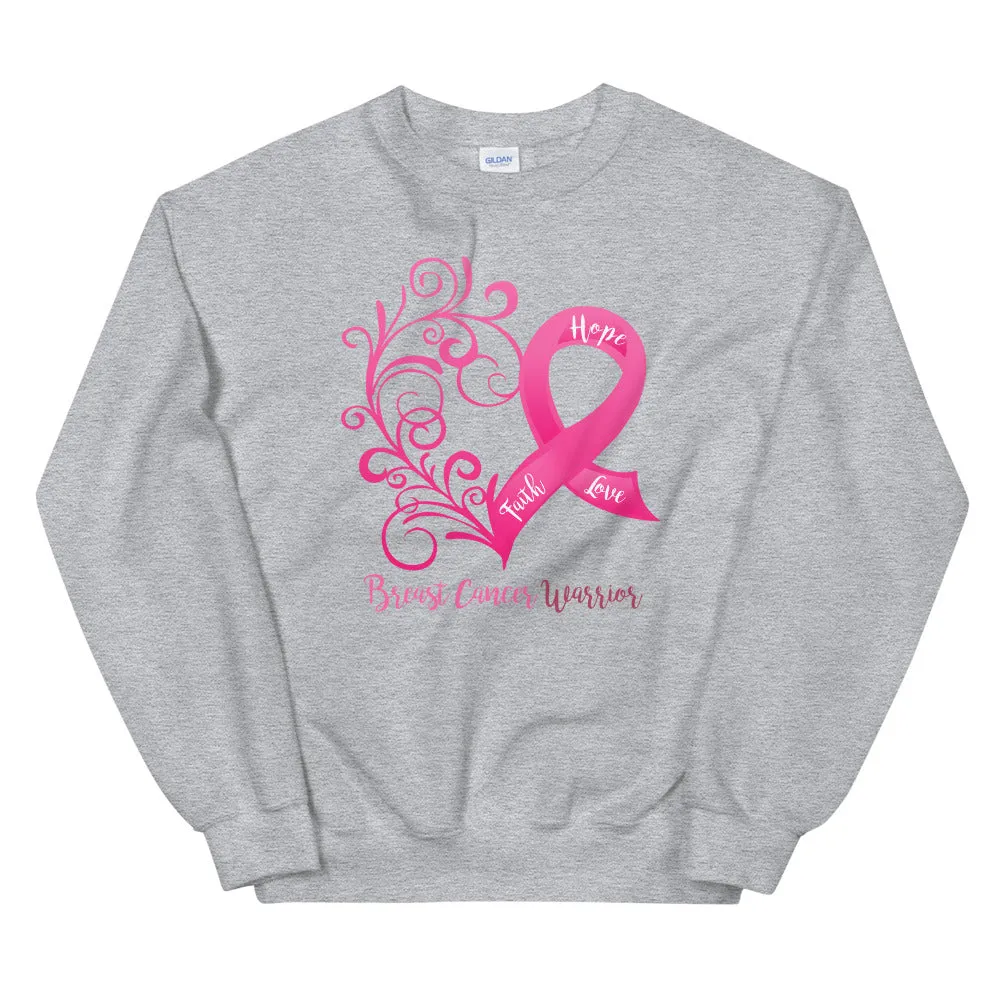 Breast Cancer Warrior Heart Sweatshirt - Several Colors Available