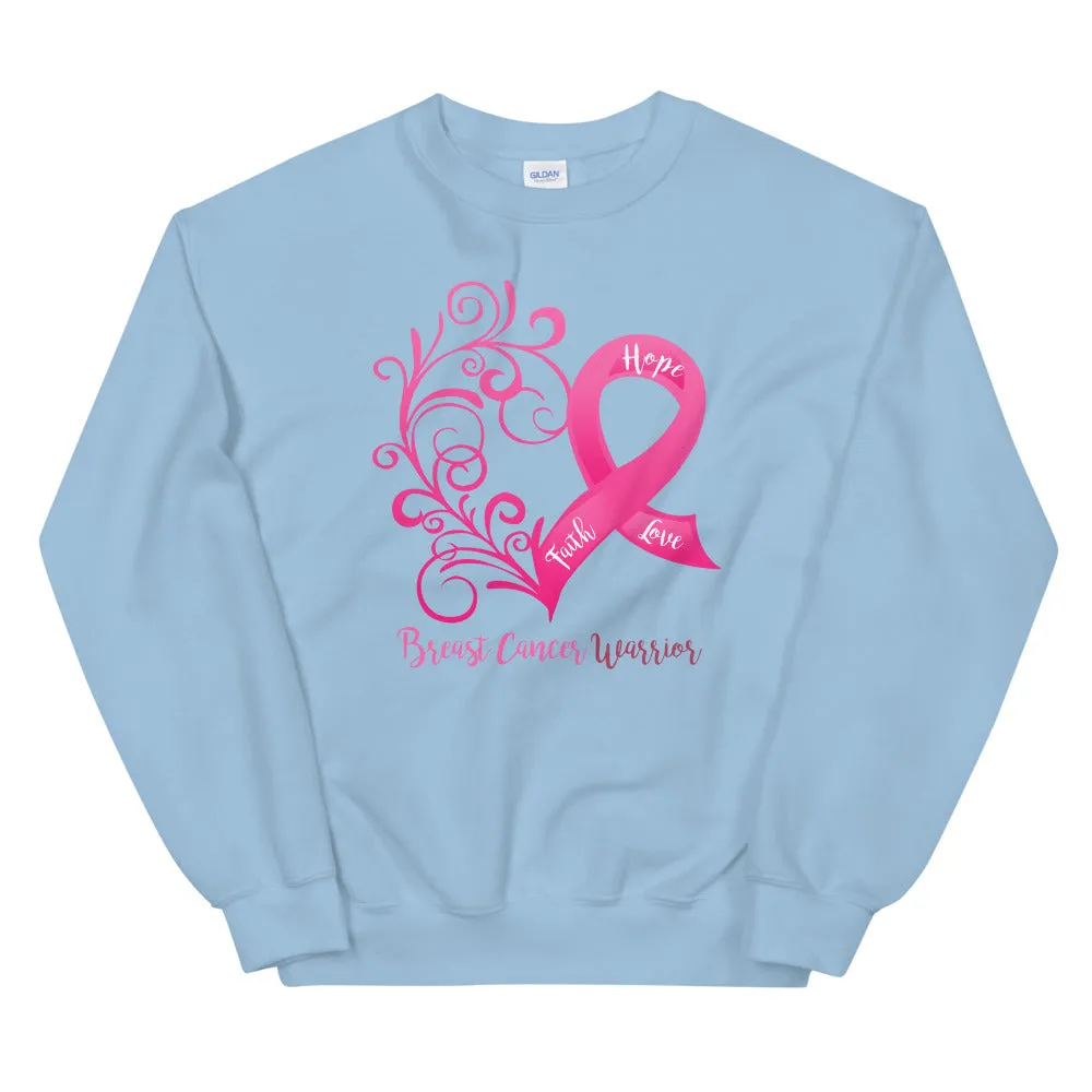 Breast Cancer Warrior Heart Sweatshirt - Several Colors Available