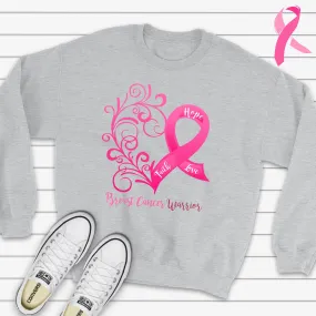 Breast Cancer Warrior Heart Sweatshirt - Several Colors Available