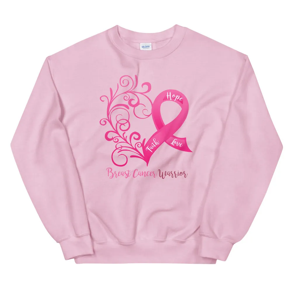 Breast Cancer Warrior Heart Sweatshirt - Several Colors Available