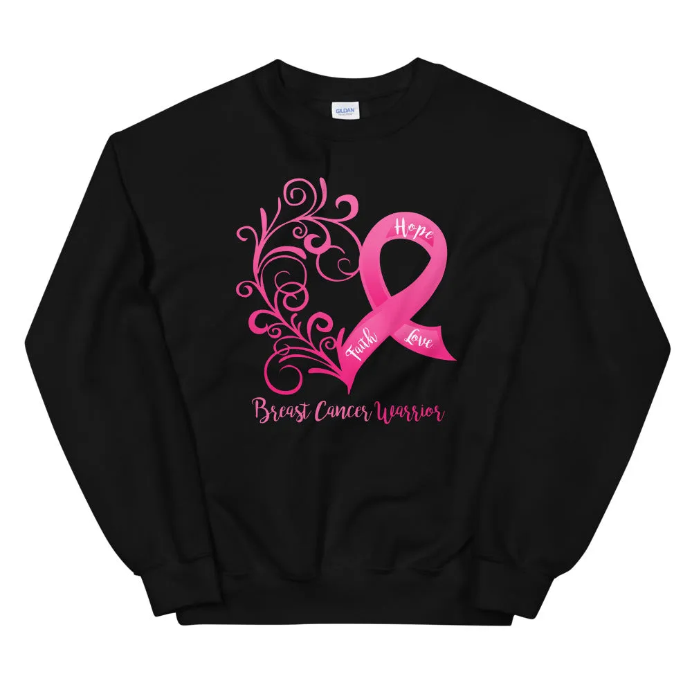 Breast Cancer Warrior Heart Sweatshirt - Several Colors Available