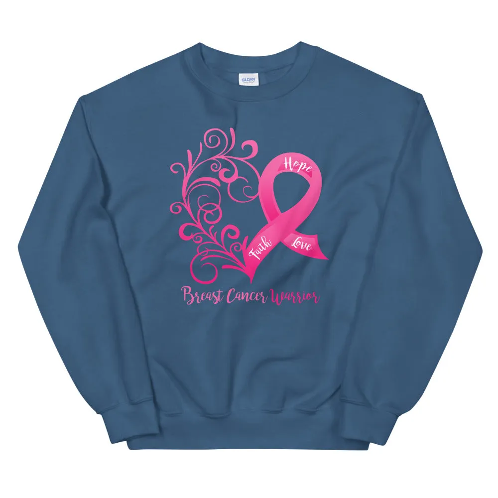 Breast Cancer Warrior Heart Sweatshirt - Several Colors Available