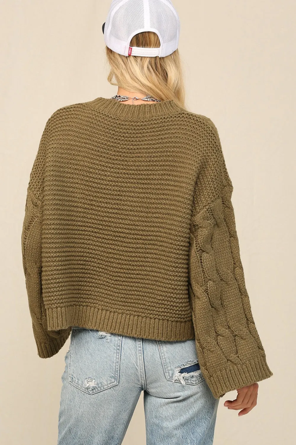 Cable Bell Sleeve Sweater