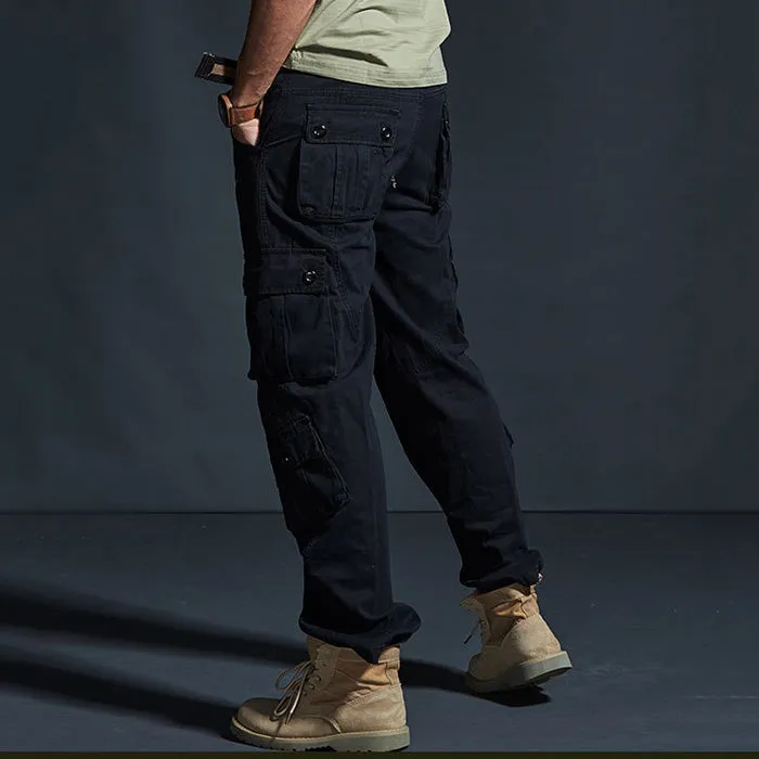 Casual Solid Color Multi-pocket Men's Pants