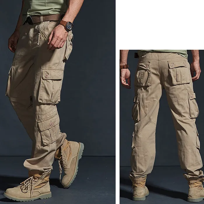 Casual Solid Color Multi-pocket Men's Pants