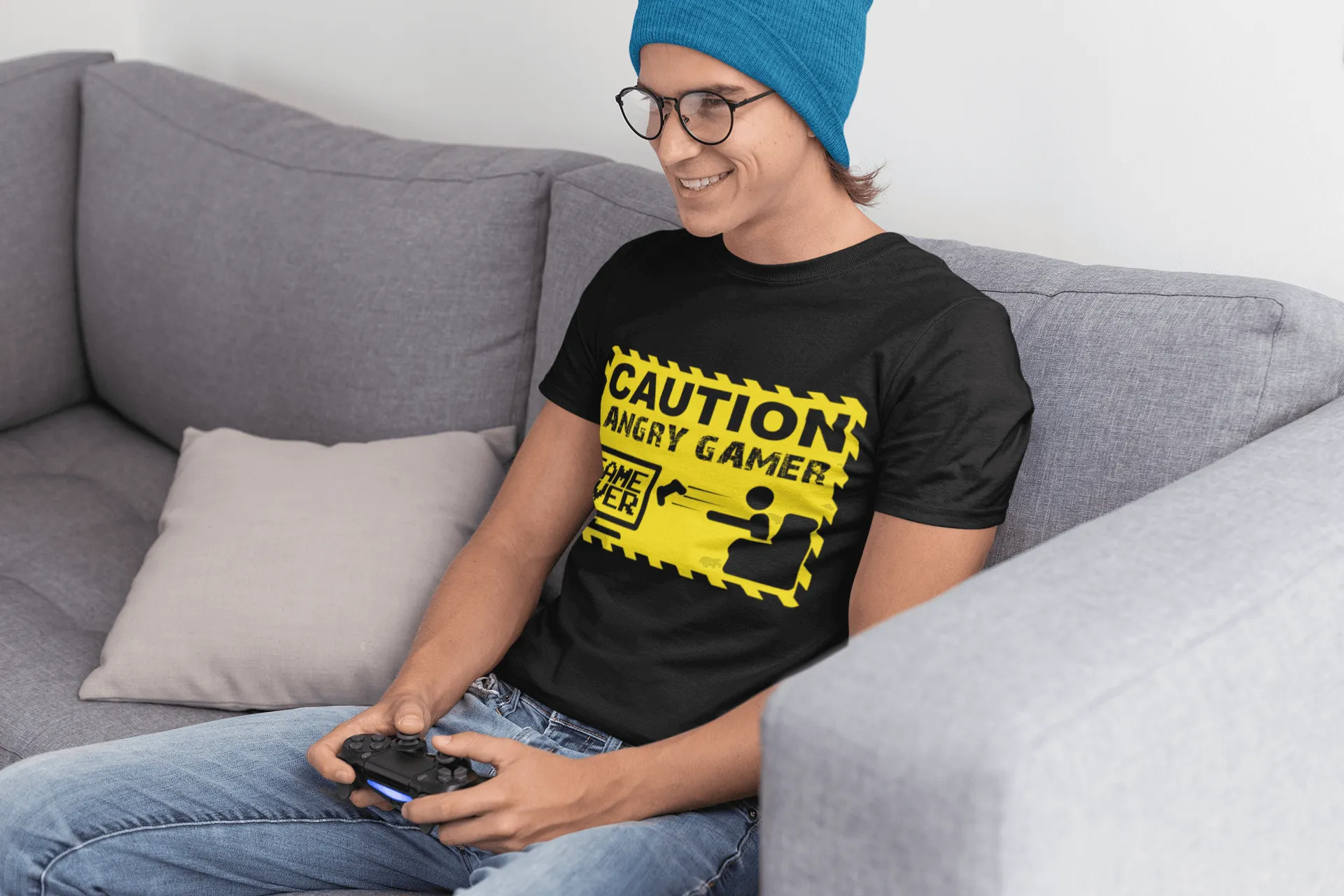 Caution Angry Gamer Computer Funny Video Game Gift T-Shirt