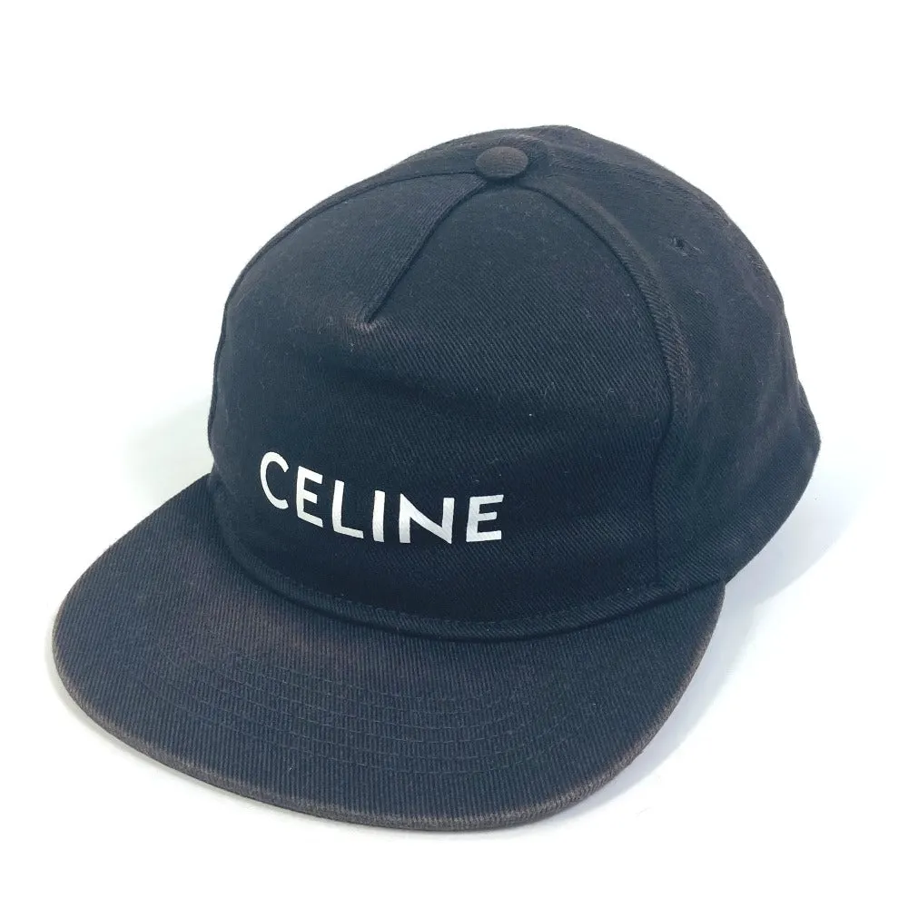 CELINE cap cotton black hat logo hat unisex(Unisex) Used Authentic