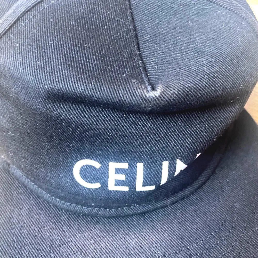 CELINE cap cotton black hat logo hat unisex(Unisex) Used Authentic